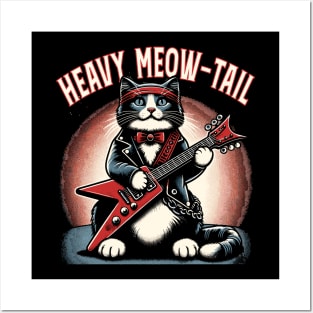 Electric Guitar Cat Pun Rock Music Funny Cat Posters and Art